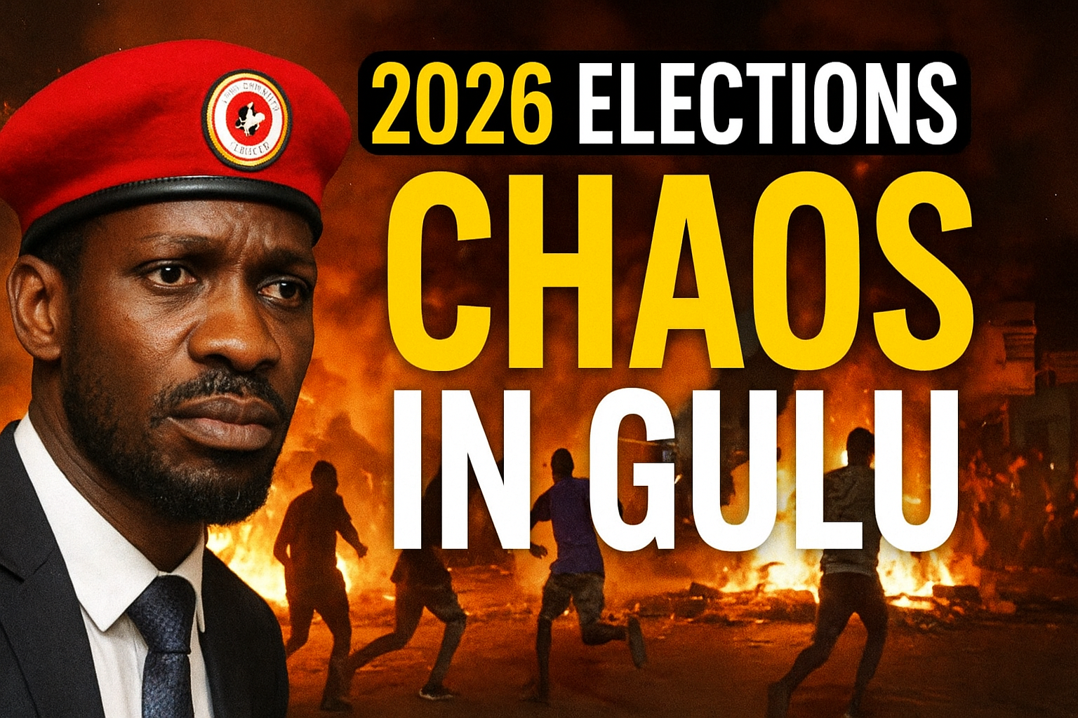 Violence erupts in Gulu during Bobi's 2026 campaign rally as gangs clash with security forces, causing panic and disruptions.